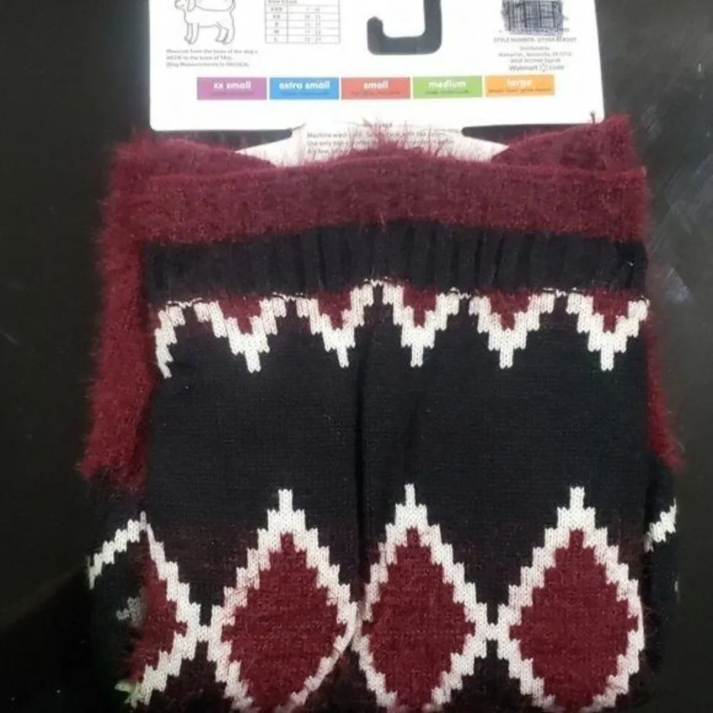 Medium knit aztec red white black dog‎ sweater